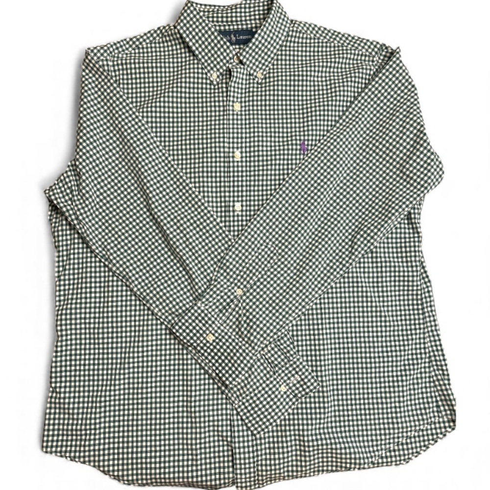 Ralph Lauren Gingham Button-Down Oxford Shirt Size XL #00045